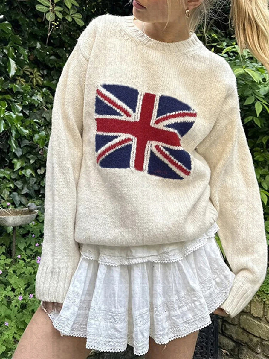 Women's Flag Print Hoodies Long Sleeve