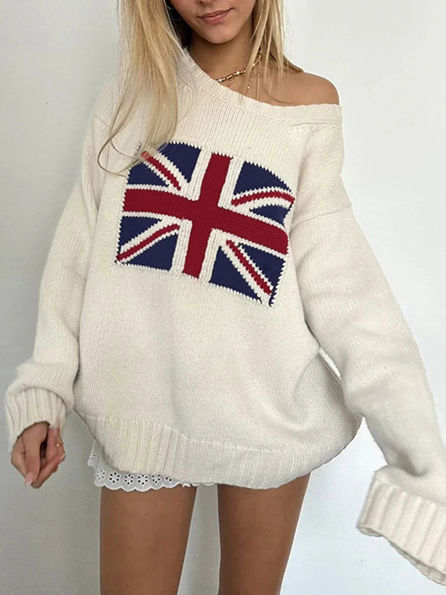 Women's Flag Print Hoodies Long Sleeve