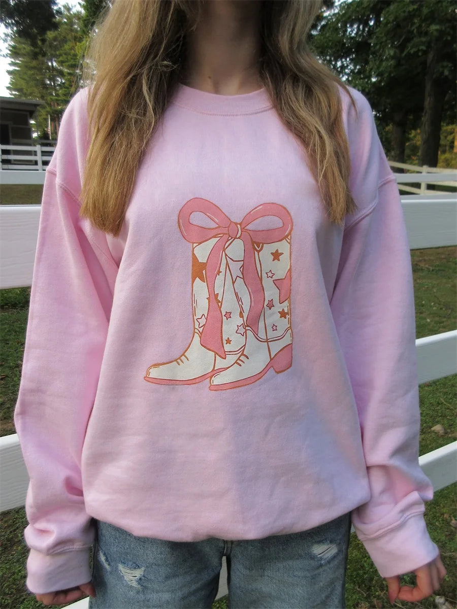 Long Sleeve Cowgirl Crew Neck