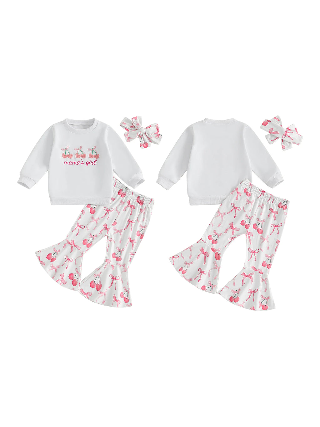 Toddler Girls Adorable Clothing Set with Cherry Embroidery