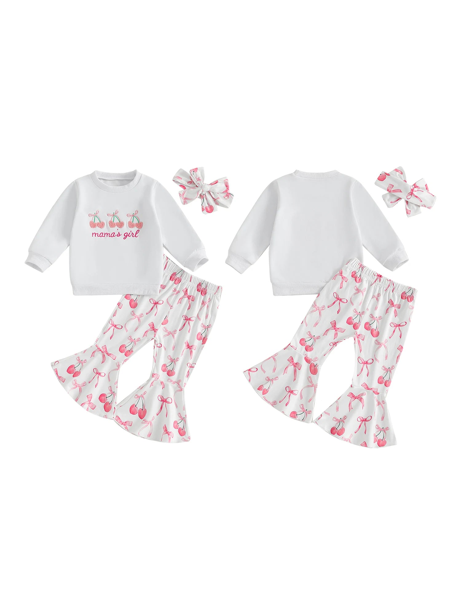 Toddler Girls Adorable Clothing Set with Cherry Embroidery