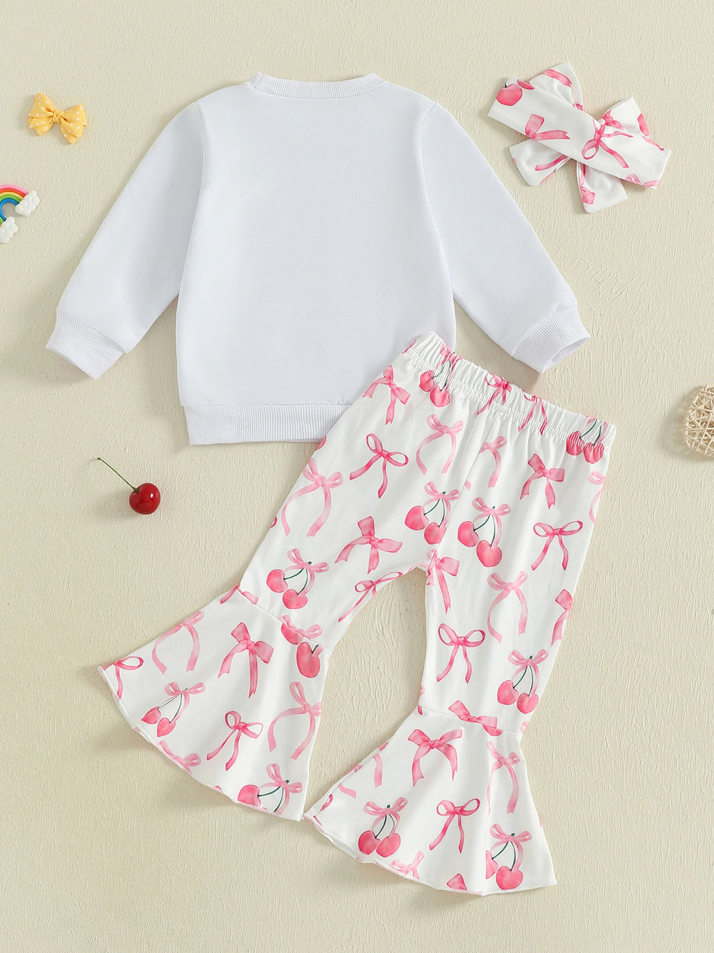Toddler Girls Adorable Clothing Set with Cherry Embroidery