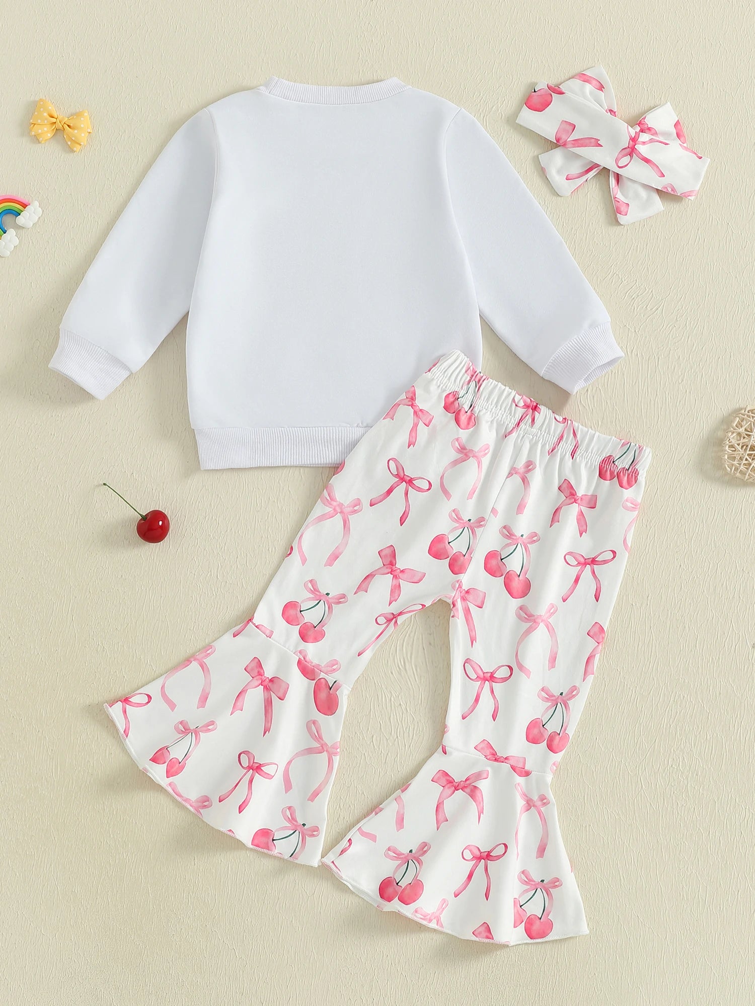 Toddler Girls Adorable Clothing Set with Cherry Embroidery