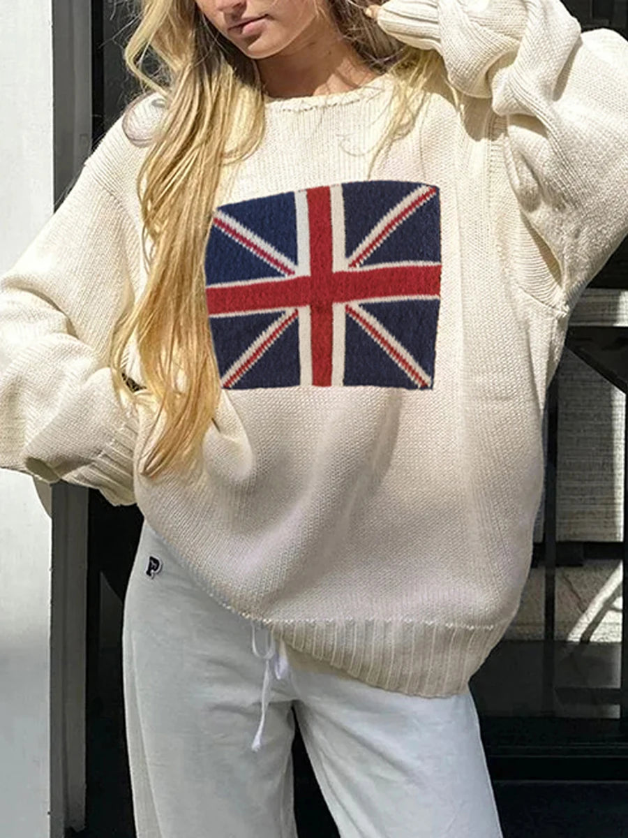 Women's Flag Print Hoodies Long Sleeve