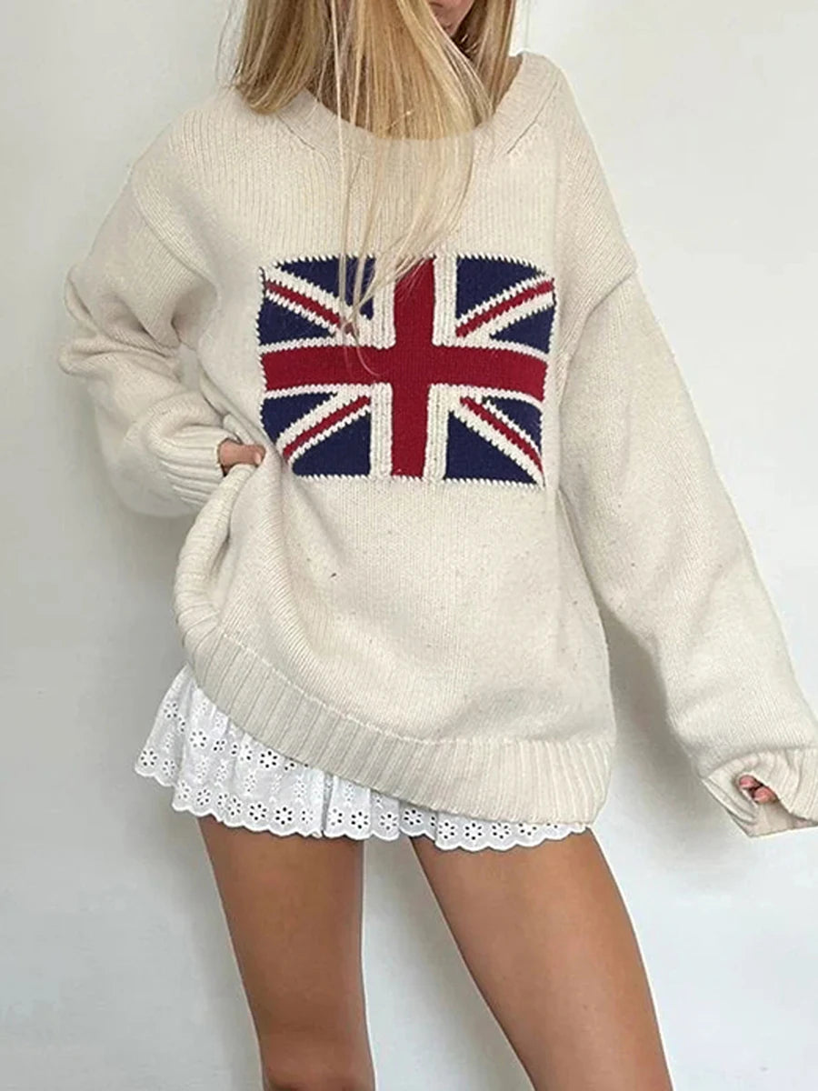 Women's Flag Print Hoodies Long Sleeve
