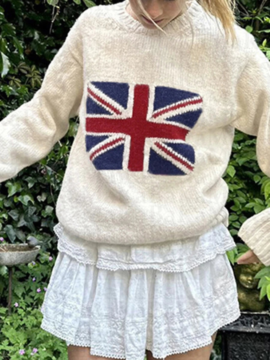 Women's Flag Print Hoodies Long Sleeve